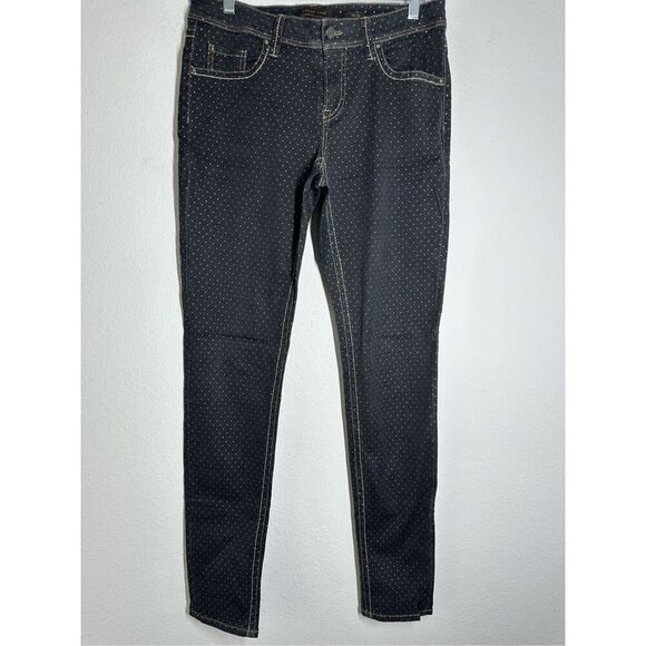 Raffaello Rossi Trend Line Women’s Slim Leg Black Jeans Gold Trim Sz32 See Notes - Picture 1 of 14